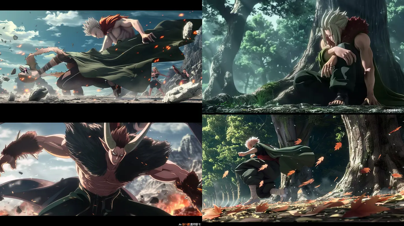 Dynamic Anime-Inspired High-Contrast Art with a Vivid Yet Earthy Palette - Midjourney sref style