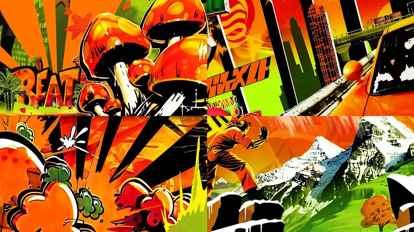 Dynamic and Vibrant Pop Art with a High-Energy Aesthetic - Midjourney sref style