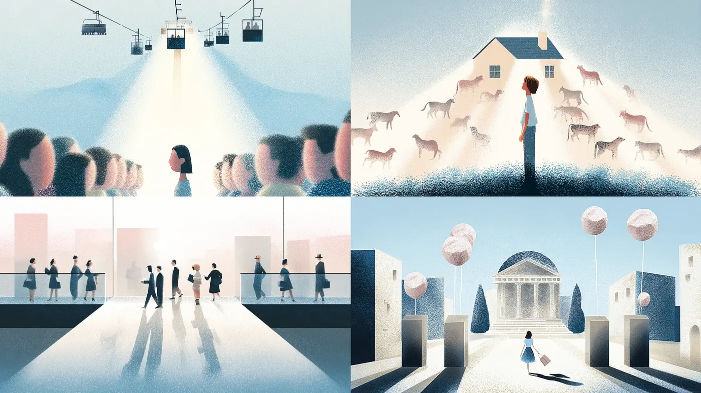 Whimsical Digital Illustrations with Subtle Depth and Soft Color Gradients - Midjourney sref style