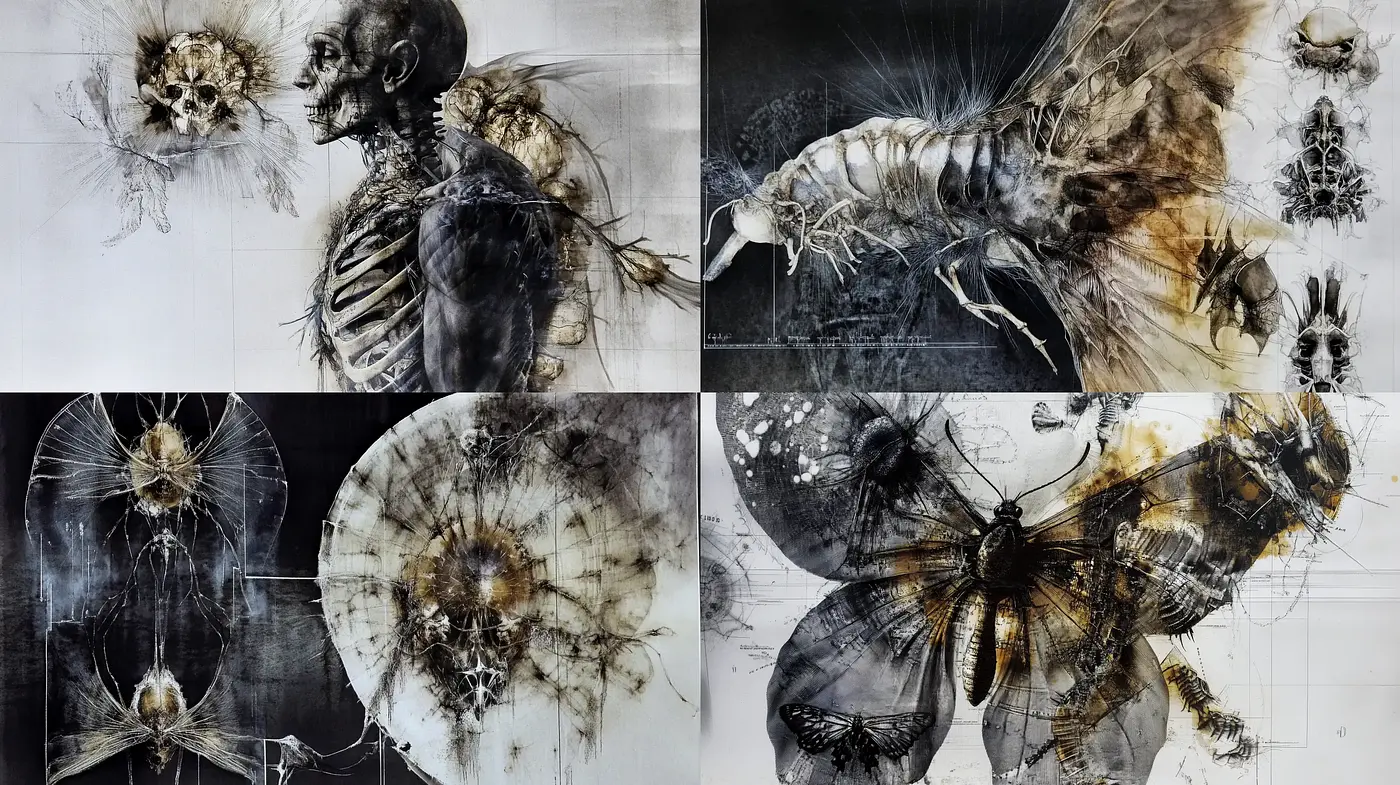 Ethereal Monochrome Explorations in Fragmented Realism - Midjourney sref style