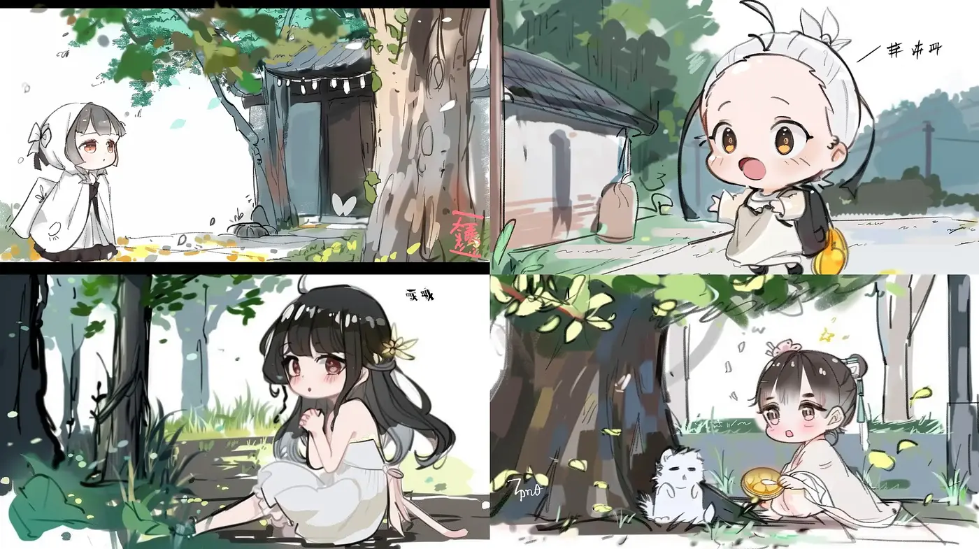 Whimsical Nature-Inspired Anime Illustrations - Midjourney sref style