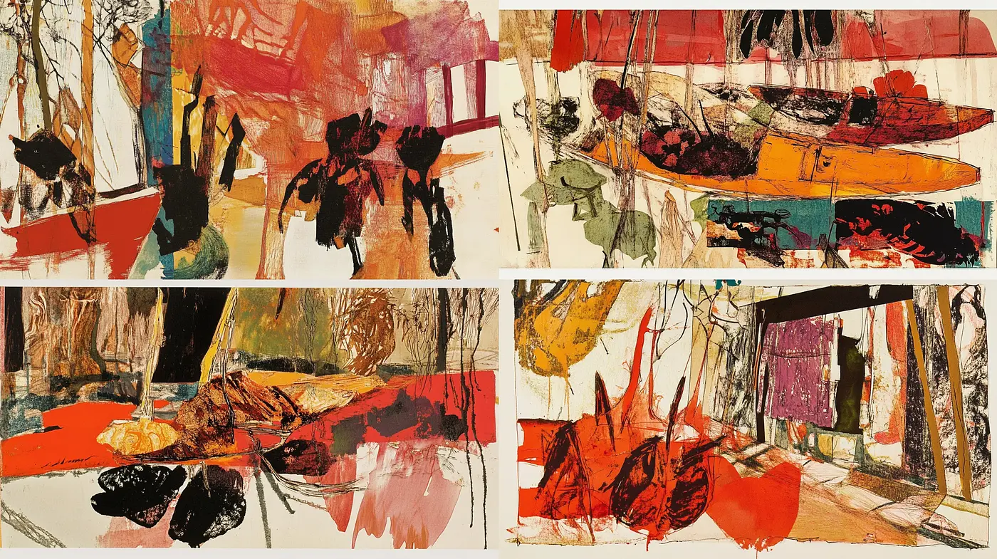 Abstract Collage of Vivid Hues and Expressive Brushwork - Midjourney sref style