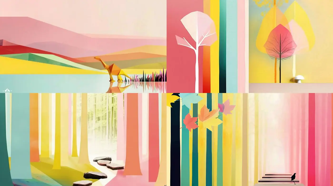 Pastel Dreamscape in Abstract Nature - Midjourney sref style