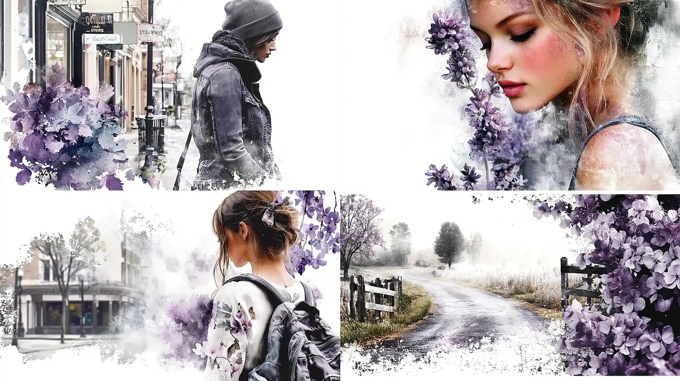 Ethereal Watercolor Washes in Muted Pastel Tones - Midjourney sref style
