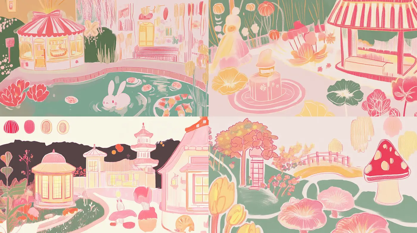 Whimsical Pastel Dreamscape with Storybook Charm - Midjourney sref style