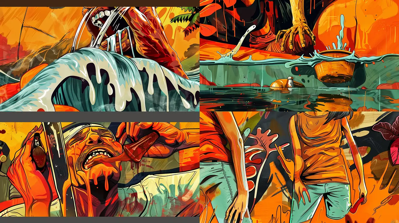 Abstract Expressionist Fusion with Vibrant Comic Book Aesthetics - Midjourney sref style