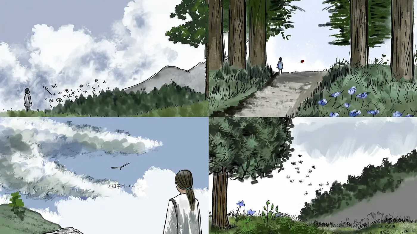 Whimsical Nature Scenes with a Drawing-Like Aesthetic - Midjourney sref style