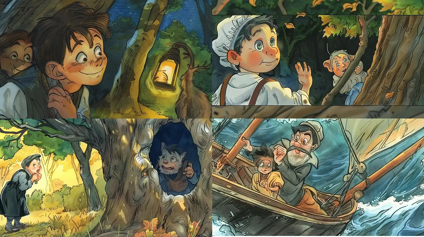 Whimsical Storybook Illustration with Luminous Enchantment - Midjourney sref style