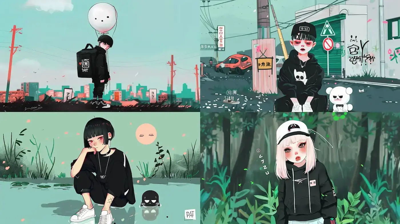 Contemporary Indie Art with a Whimsical Touch - Midjourney sref style