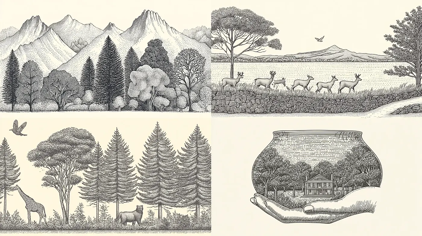 Nature-inspired illustrations with intricate details and a storybook charm - Midjourney sref style