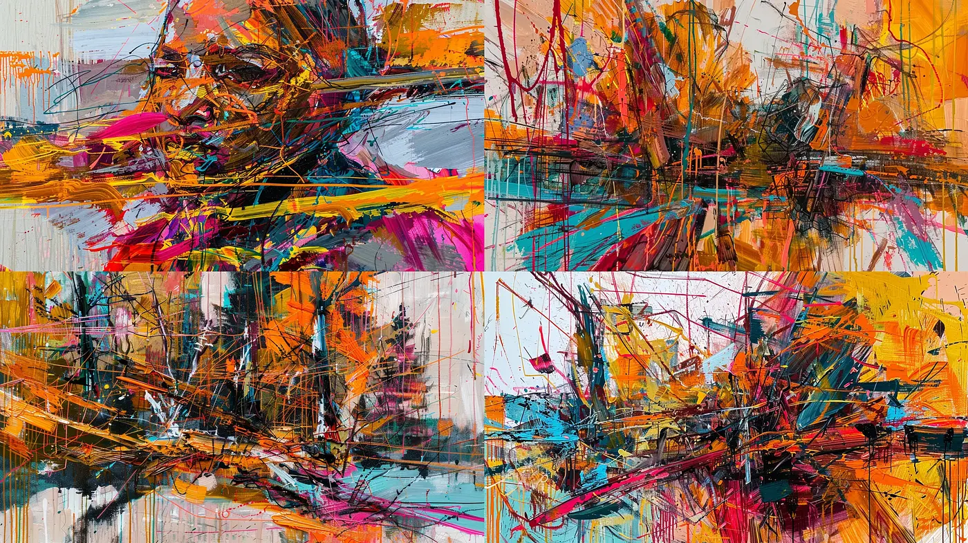 Chaotic Brushwork Symphony in Vivid Hues - Midjourney sref style