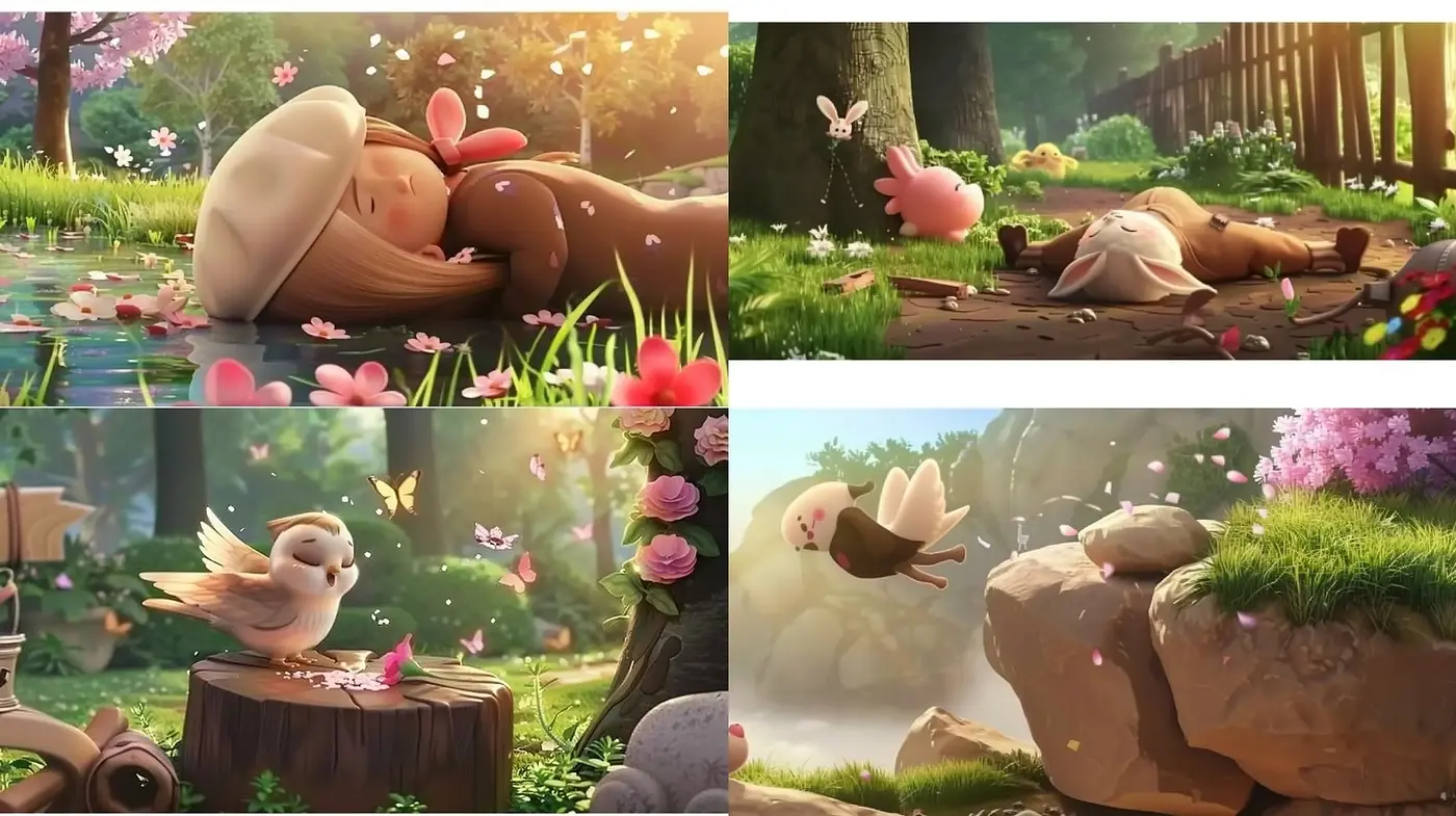 Serene Pastoral Vignettes with a Whimsical Storybook Aesthetic - Midjourney sref style