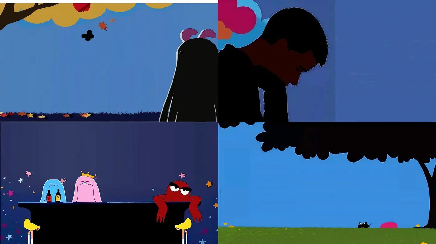 Synthetic Silhouettes and Vibrant Minimalism: A Study in Contrasting Simplicity - Midjourney sref style