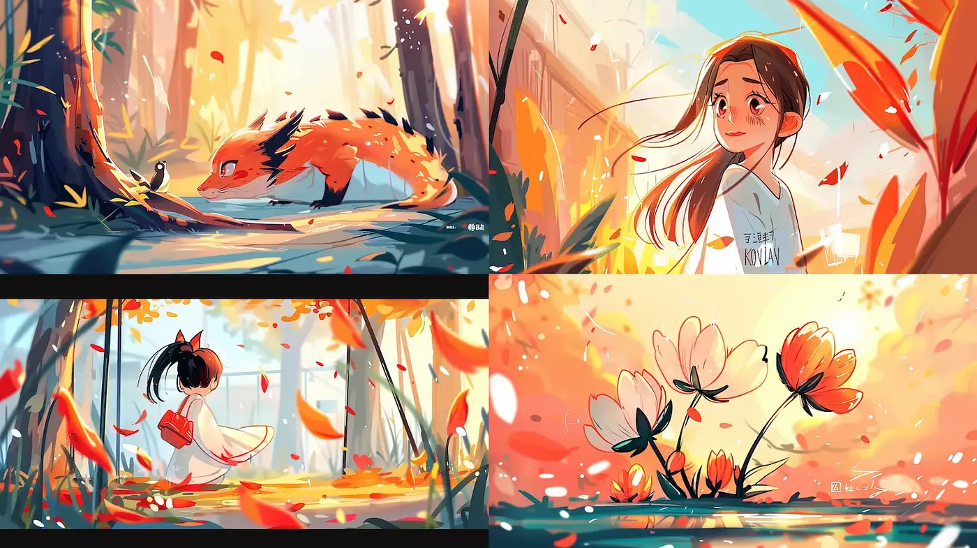 Whimsical and Colorful Illustrations with a Playful Nature Theme - Midjourney sref style