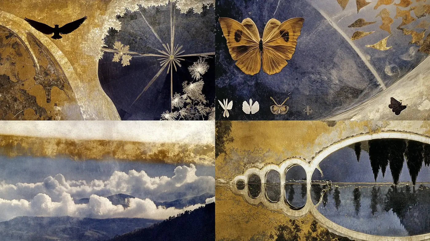 Time-Worn Tapestry: A Fusion of Vintage Textures and Nostalgic Landscapes - Midjourney sref style