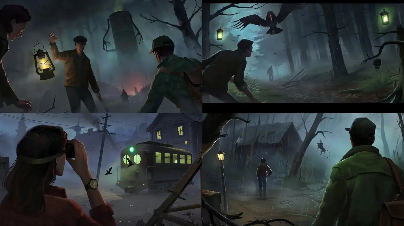 Eerie Twilight Hues in Hauntingly Stylized Landscapes - Midjourney sref style