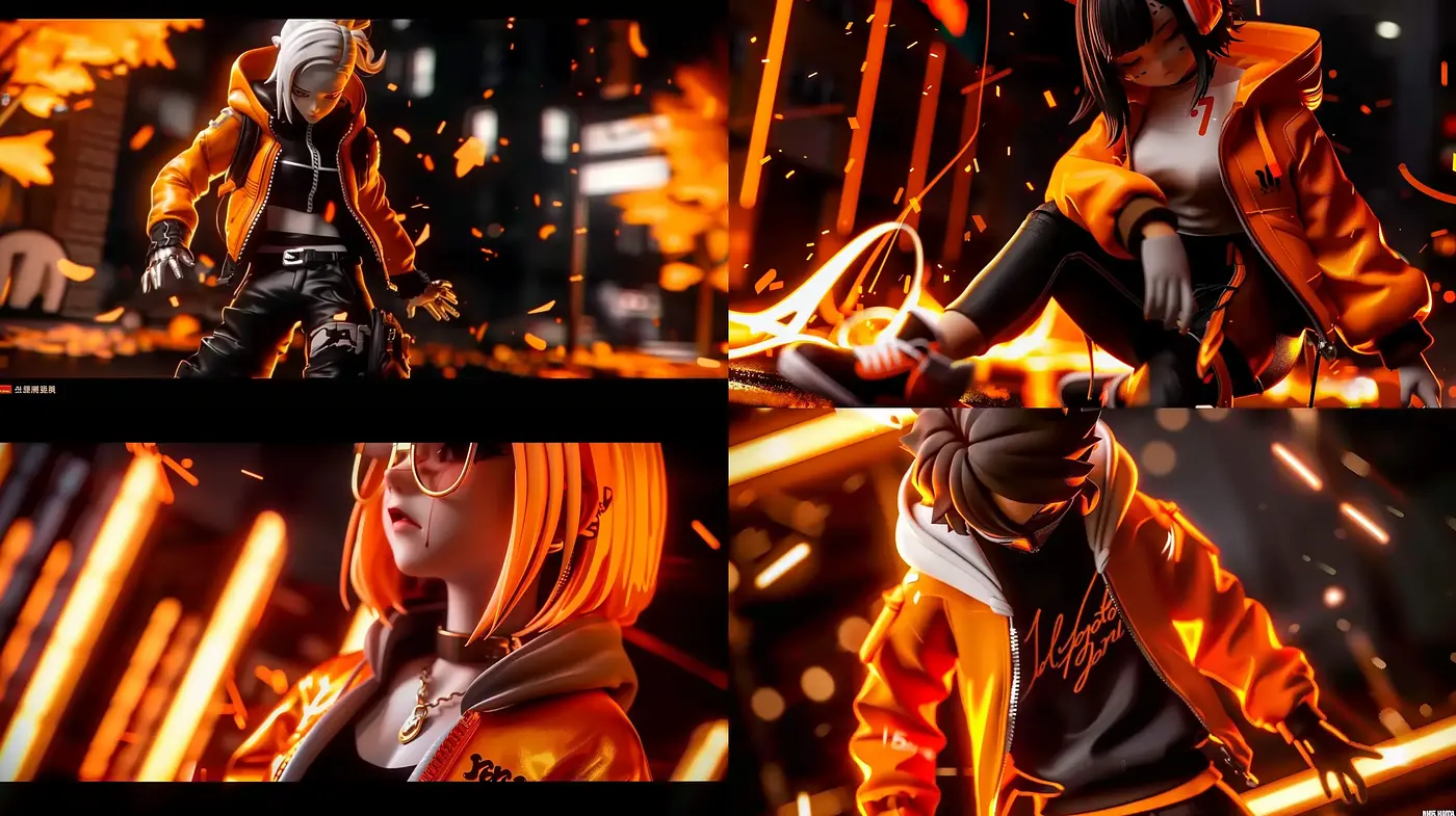 Fiery Dystopian Anime-Inspired Digital Artwork - Midjourney sref style