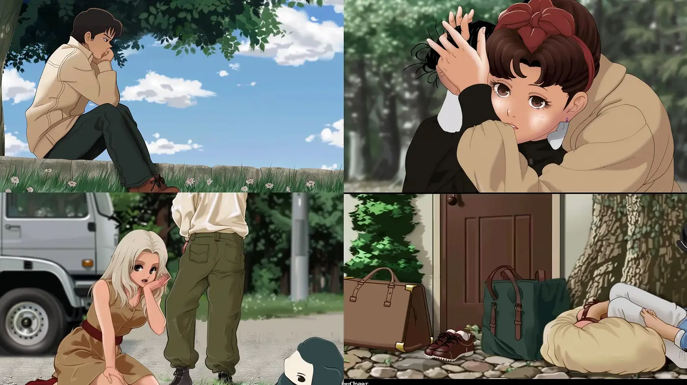 Harmonious Fusion of Anime-Artistry with Earthy Tones and Subdued Emotions - Midjourney sref style
