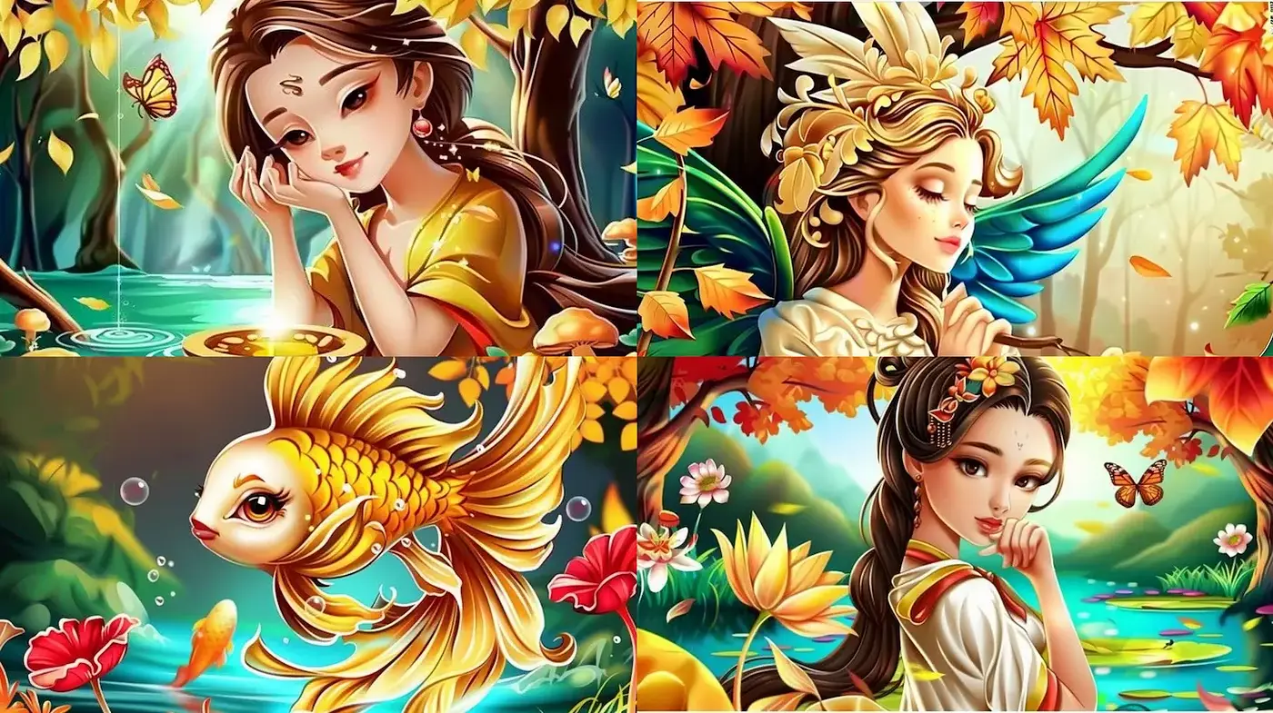 Vibrant Illustrations with Whimsical Nature Elements - Midjourney sref style
