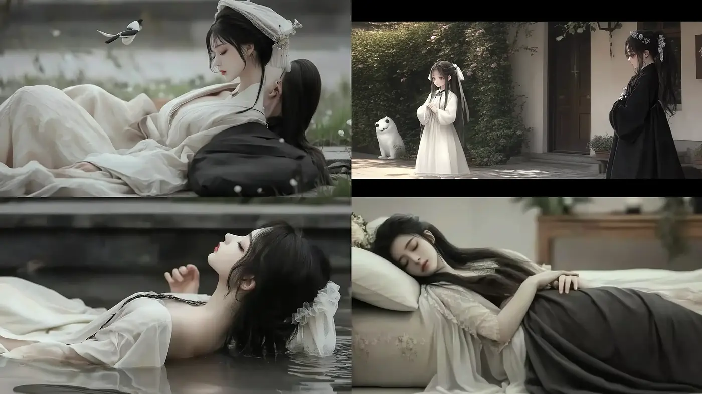 Ethereal Monochromatic Elegance with a Hint of East Asian Aesthetics - Midjourney sref style