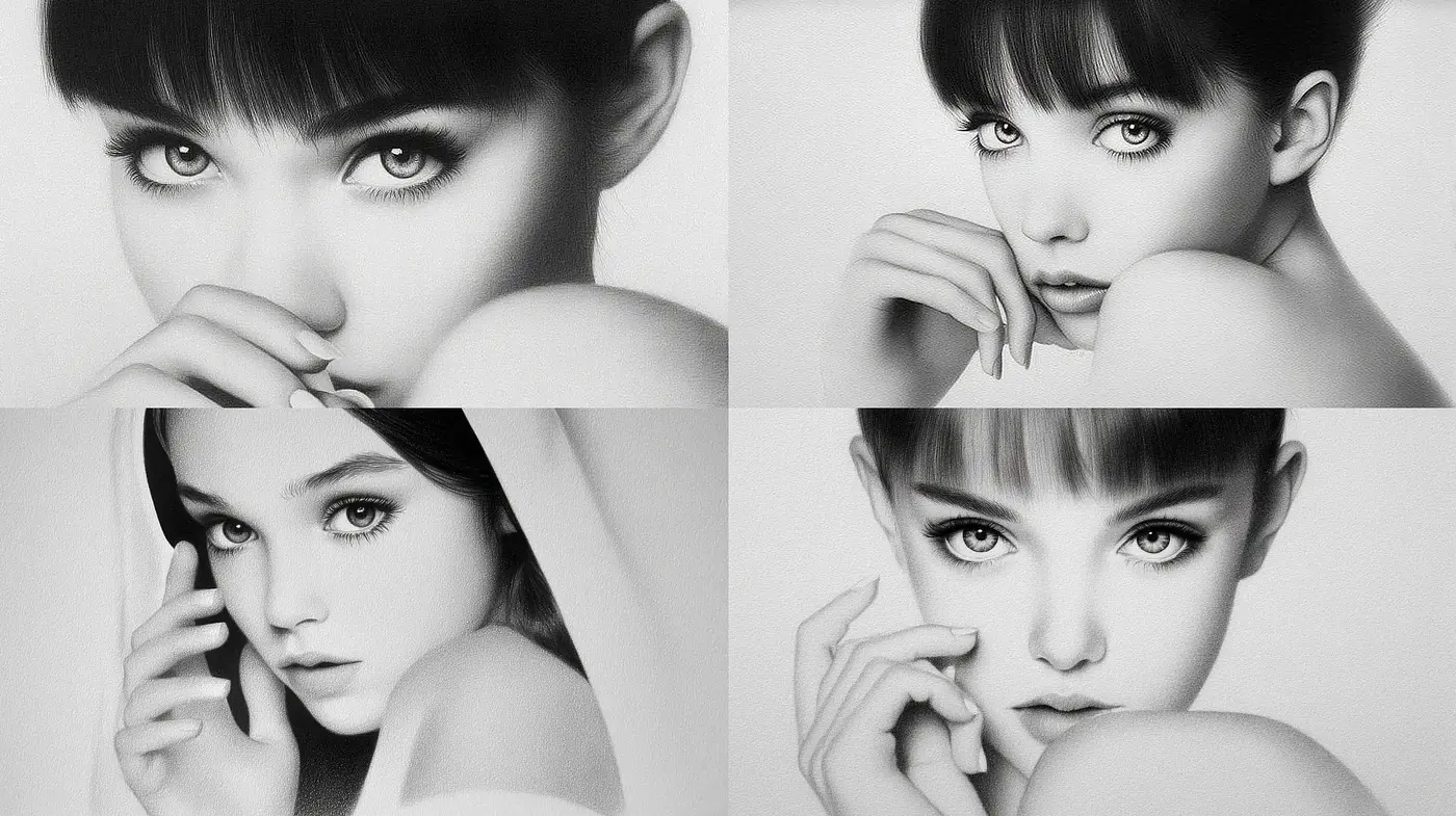 Monochromatic Portraiture with a Contemporary Flair - Midjourney sref style