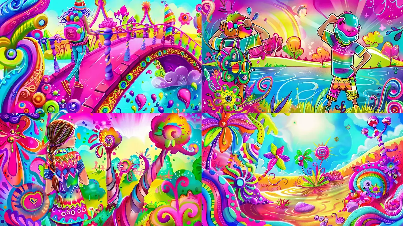 Vibrant and Colorful Surreal Landscapes with Playful Aesthetics - Midjourney sref style