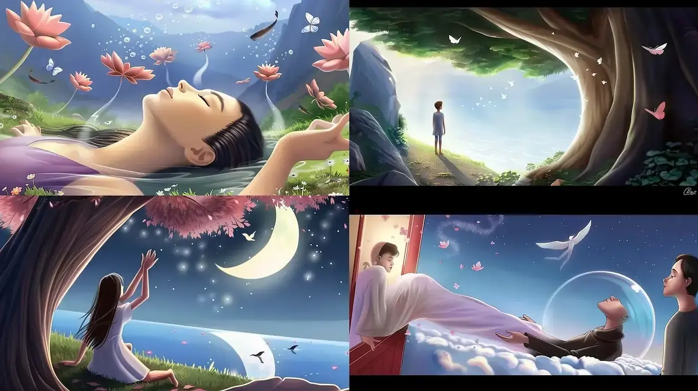 Dreamy and ethereal scenes with nature and tranquility - Midjourney sref style