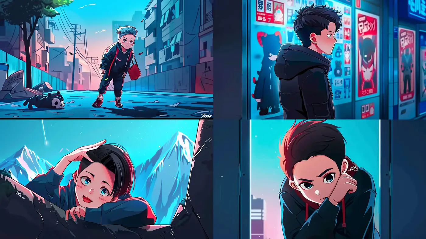 Contemporary Anime-Inspired Digital Illustrations with Vibrant Urban Settings - Midjourney sref style