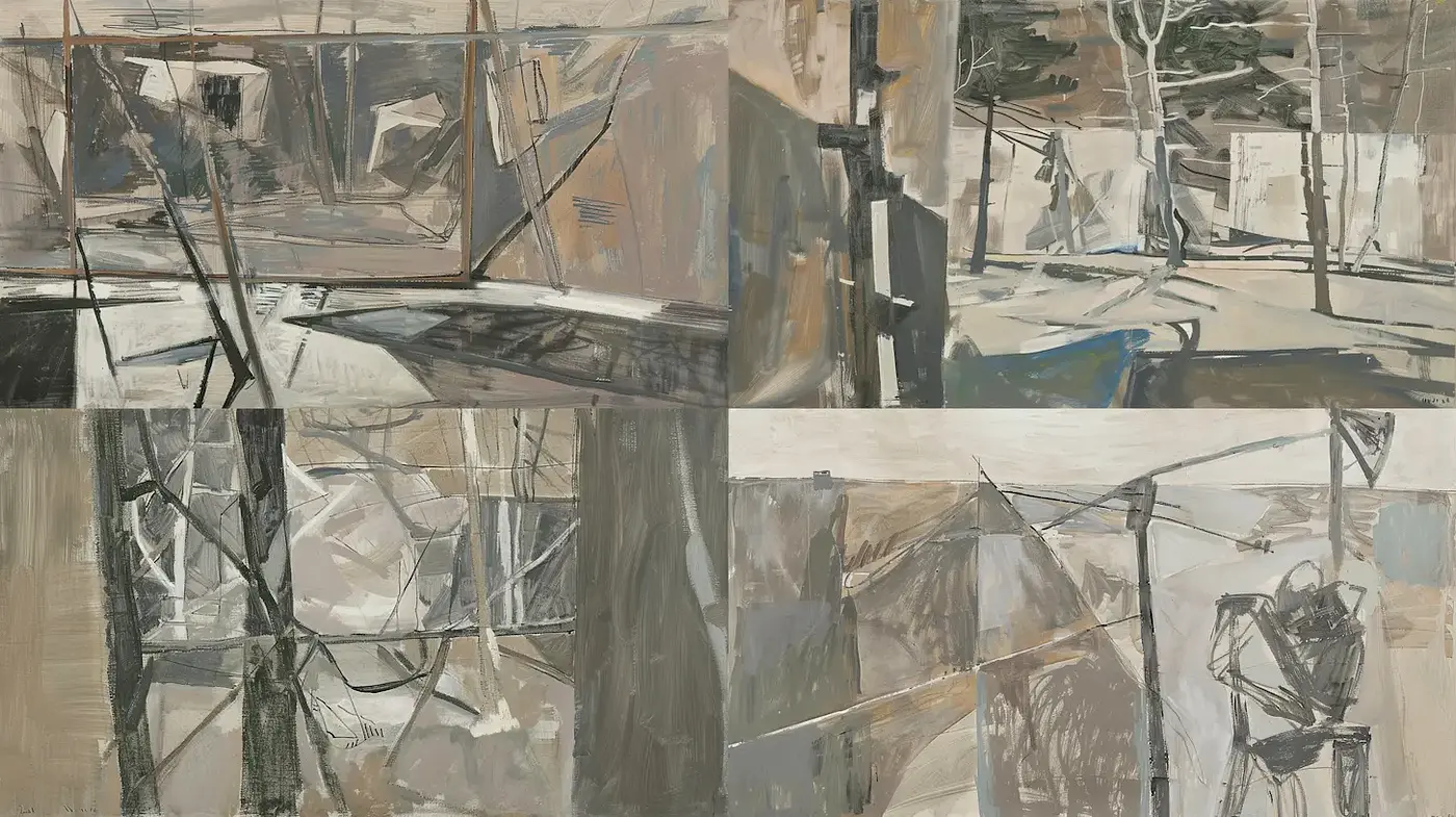 Abstract and Textured Exploration of Urban Landscapes - Midjourney sref style