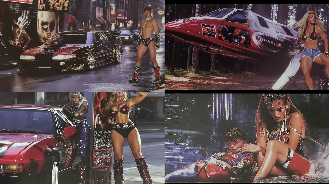 Cyberpunk Retrofuturism with Neon Noir Aesthetics - Midjourney sref style