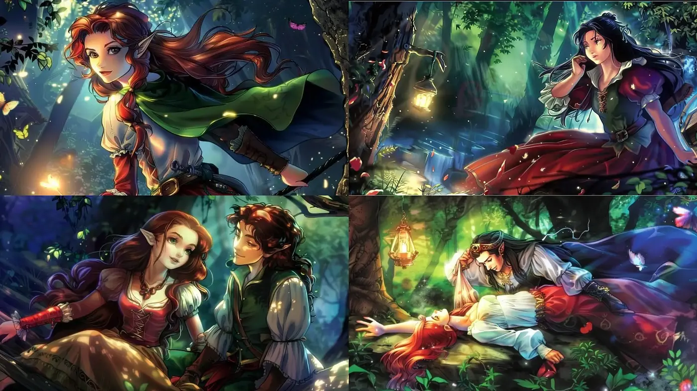 Enchanted Forest Fairy Tale Illustrations - Midjourney sref style
