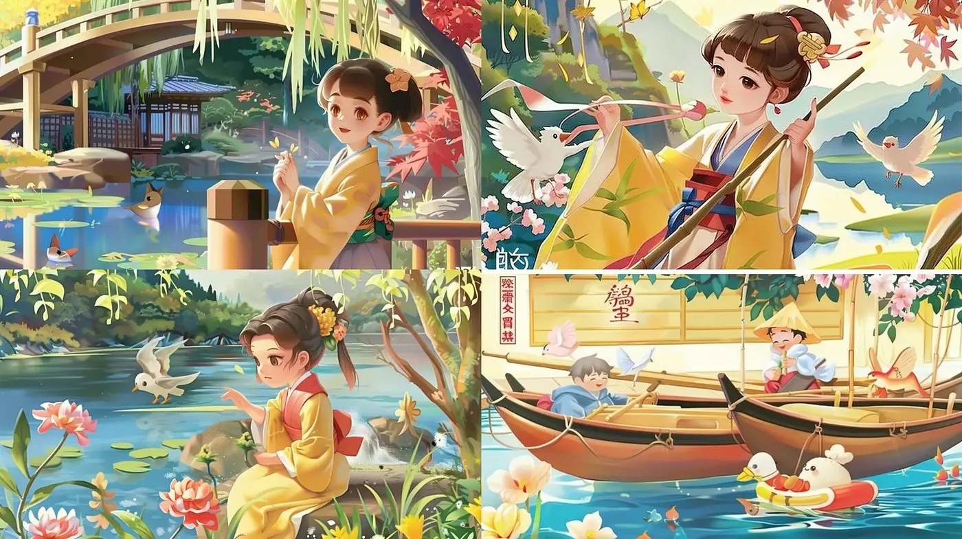 Serene Edo-Inspired Illustrative Panoramas - Midjourney sref style