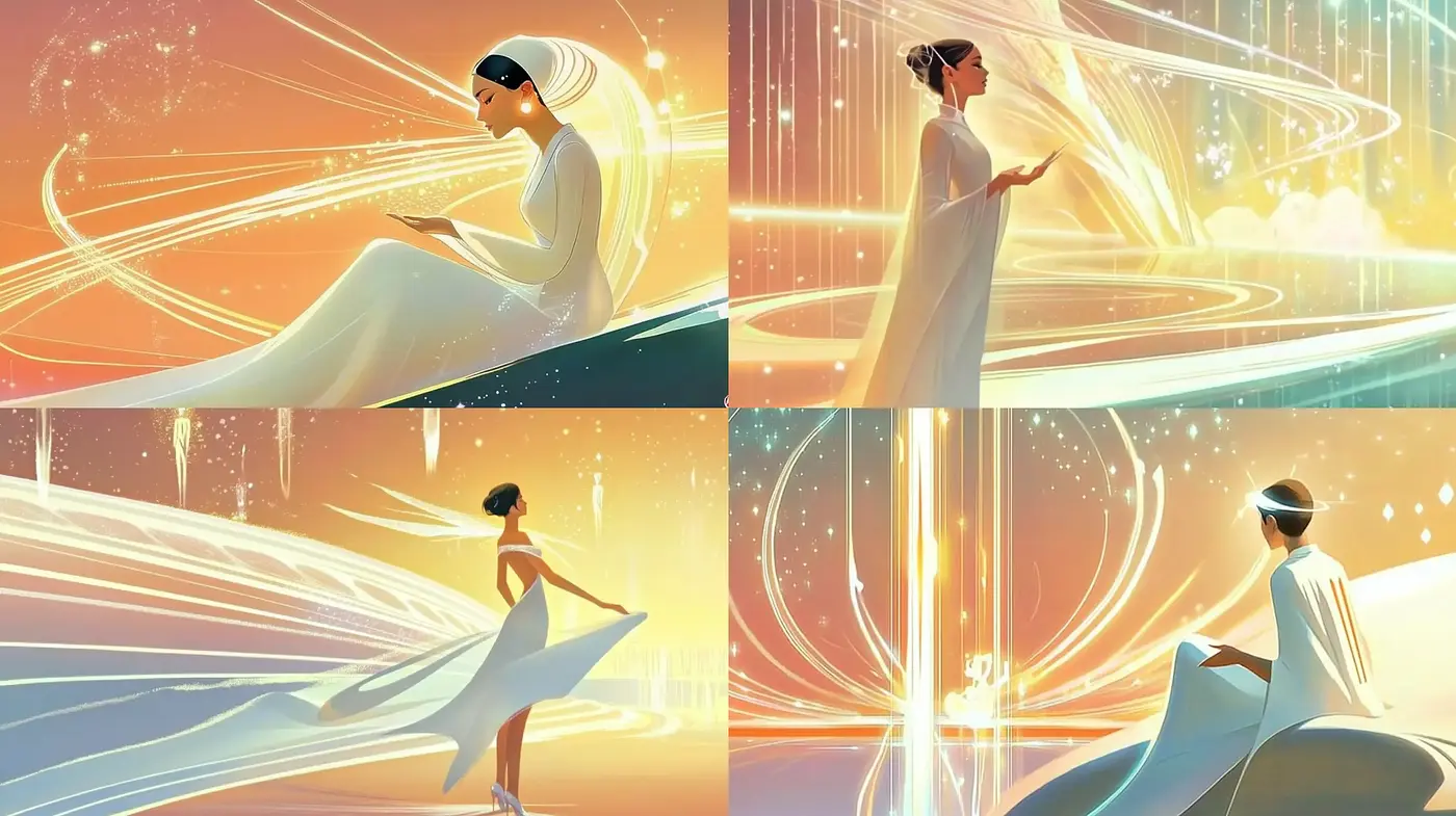Ethereal Luminescence in Stylized Futurism - Midjourney sref style