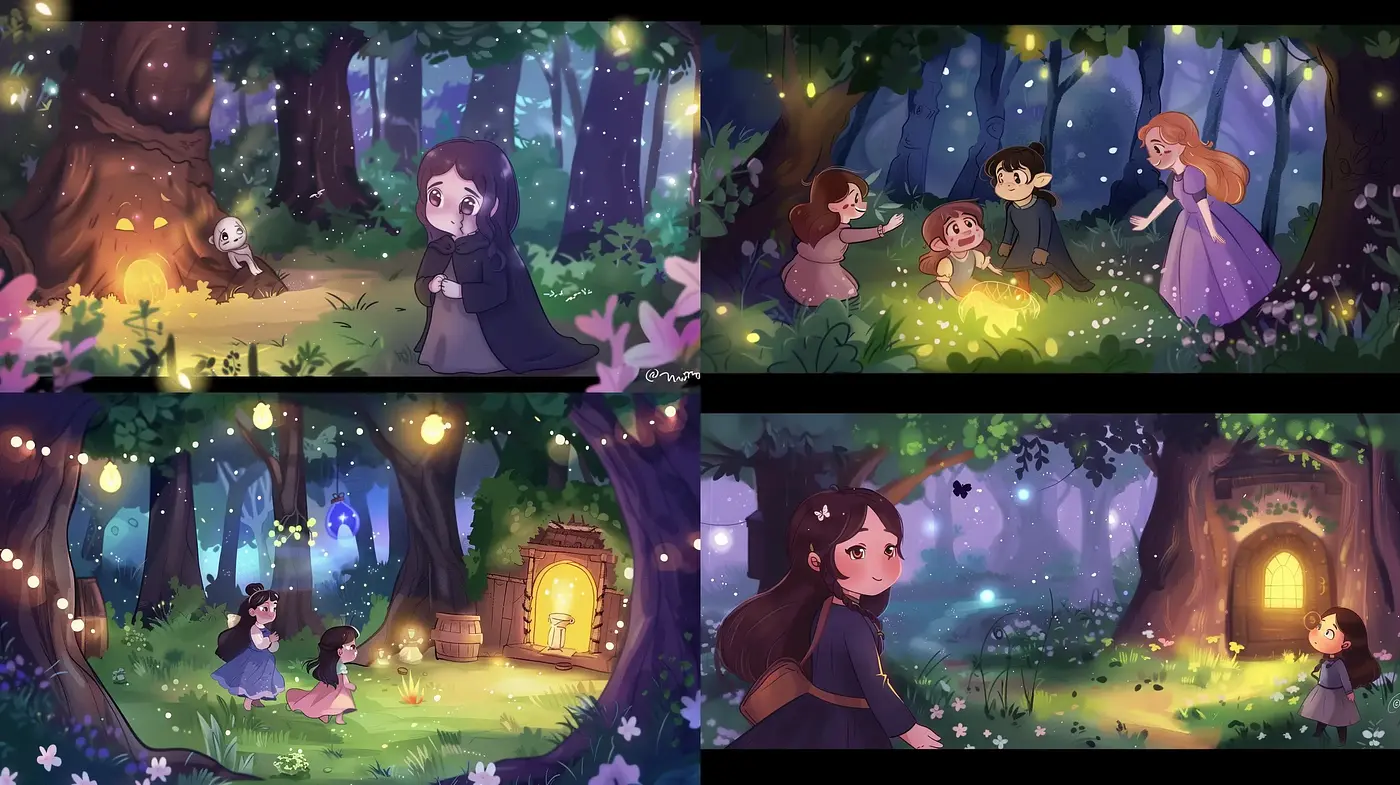 Enchanted Twilight Forest: A Whimsical Animation-Style Artistry - Midjourney sref style