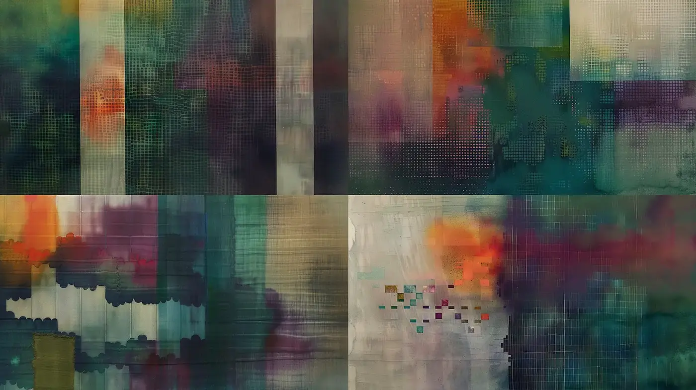 Abstract Expressions of Color and Texture in Digital Art - Midjourney sref style