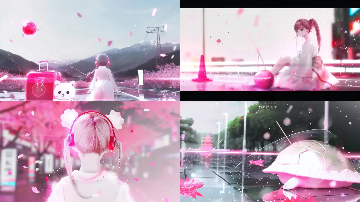 Ethereal Cherry Blossom Dreamscape with Pastel Pink Overtones - Midjourney sref style