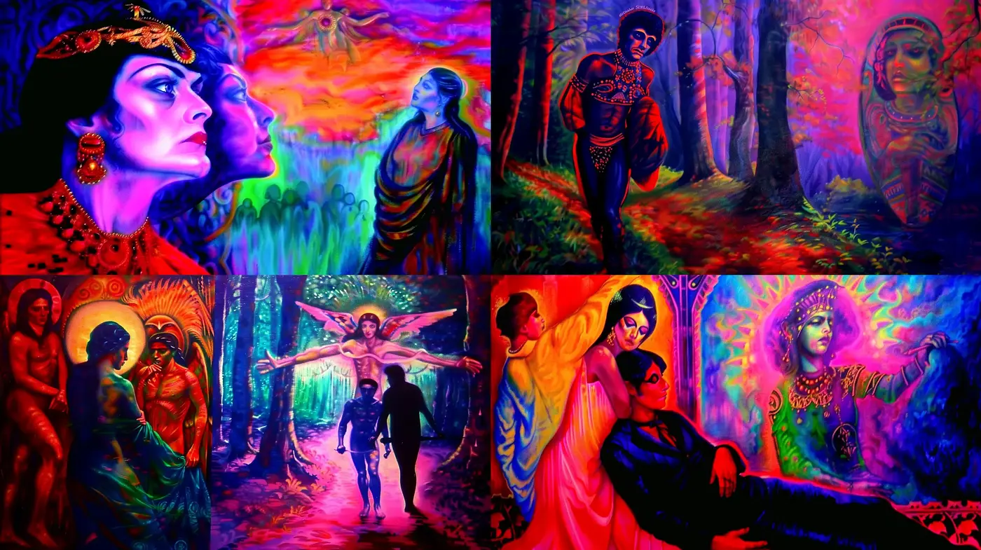 Ethereal Dreamscape Fusion with Vivid Expressionist Undertones - Midjourney sref style
