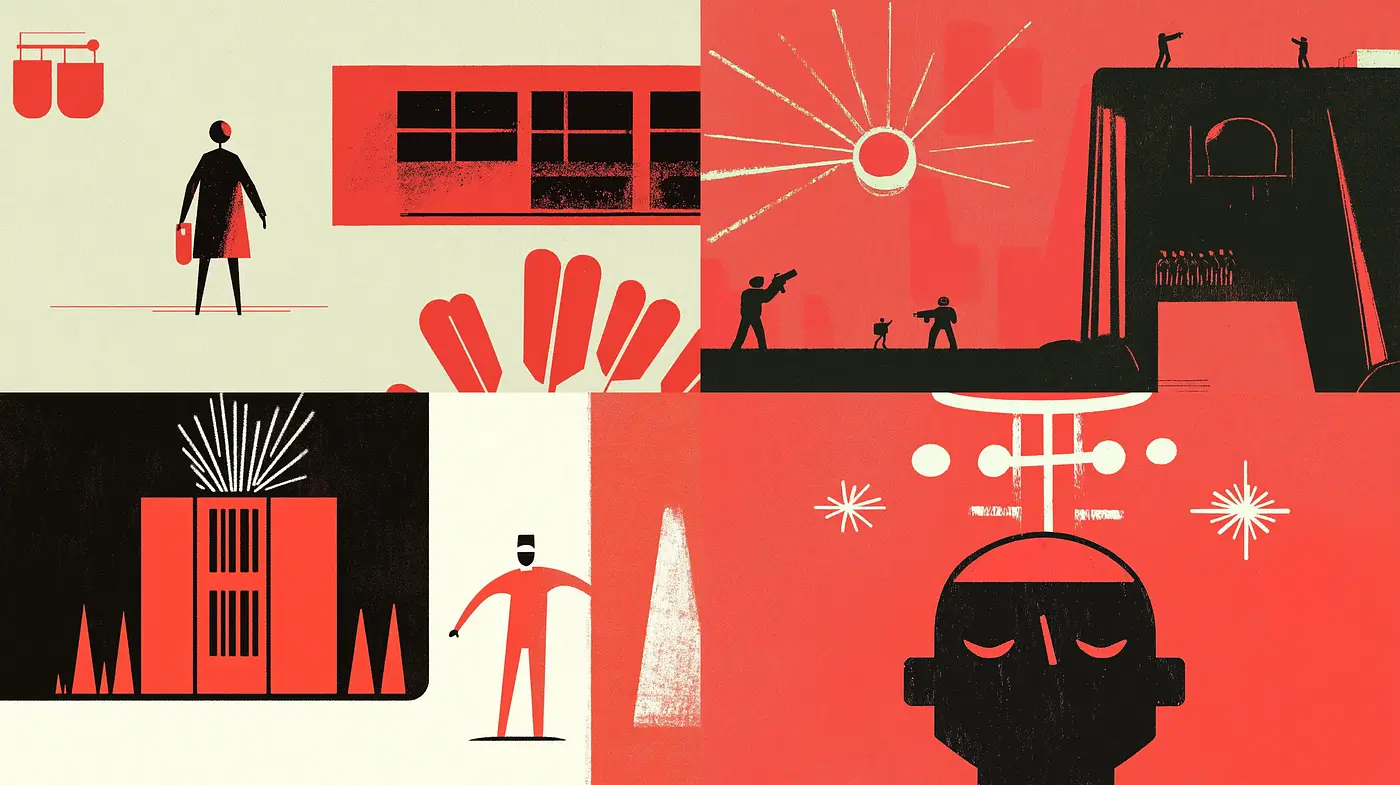 Retro Futuristic Visions with Modernist Graphic Undertones - Midjourney sref style