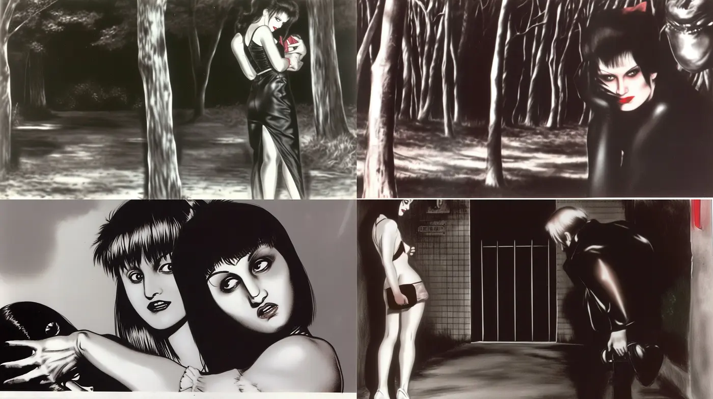 Monochromatic Elegance with a Hint of Sinister Surrealism - Midjourney sref style