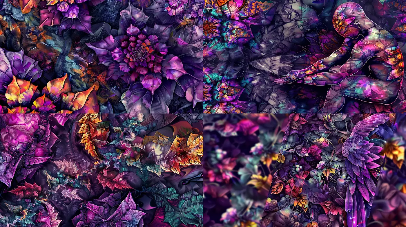 Psychedelic Botanical Dreamscape: A Fusion of Flora and Fantasy - Midjourney sref style