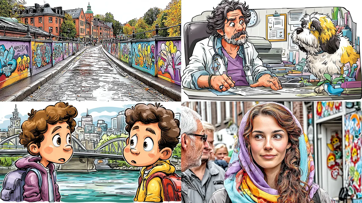 Vibrant Graphic Novel Style with a Playful and Whimsical Mood - Midjourney sref style