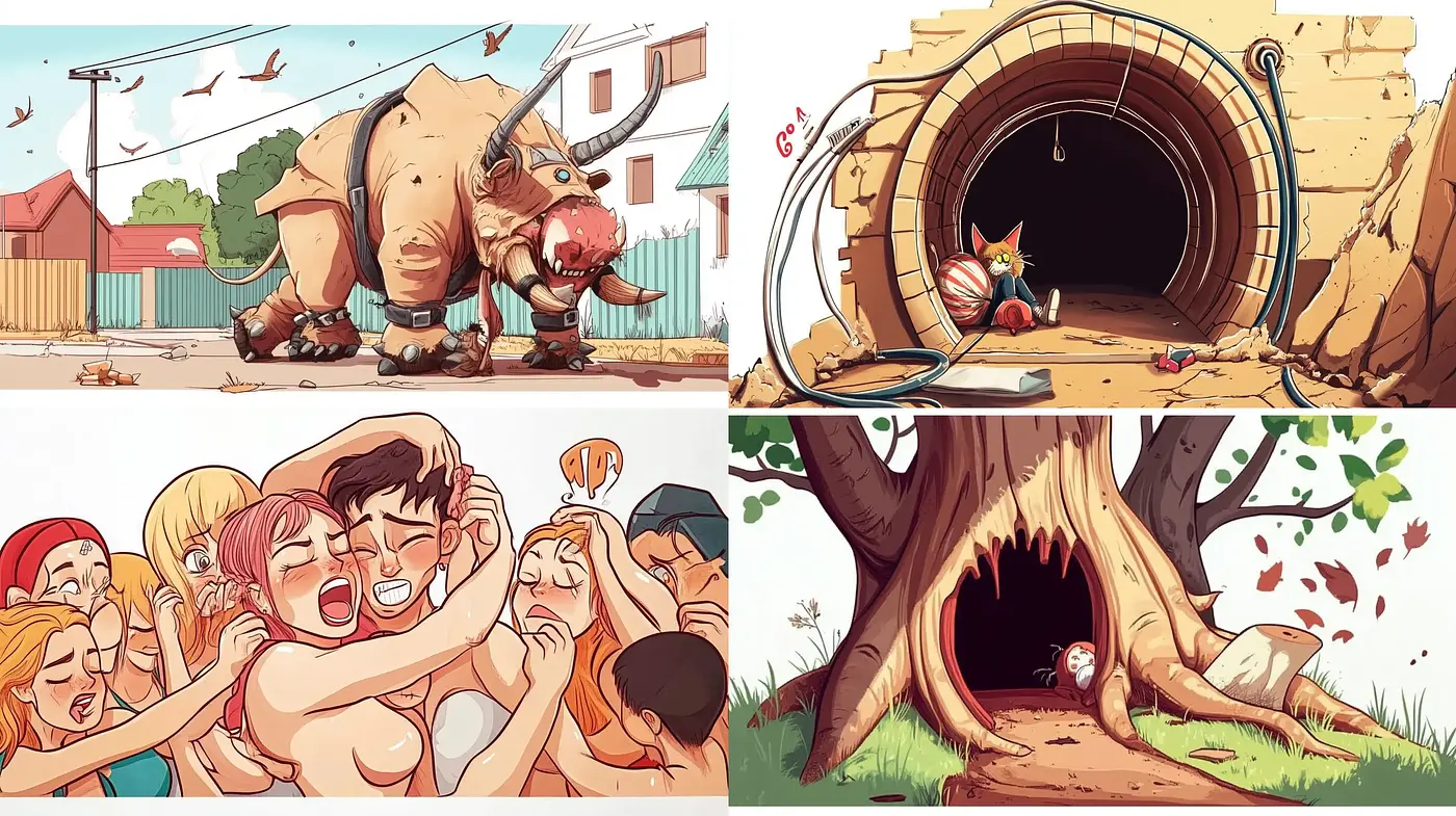 Whimsical Illustrative Vignettes with Warm Overtones - Midjourney sref style