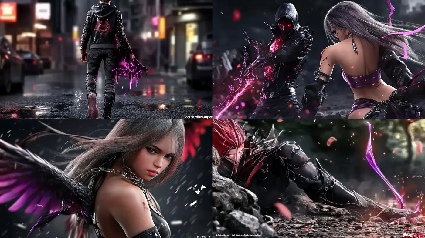 Neon-Noir Fantasy: A Fusion of Vibrant Cybernetic Aesthetics and Ethereal Magic - Midjourney sref style