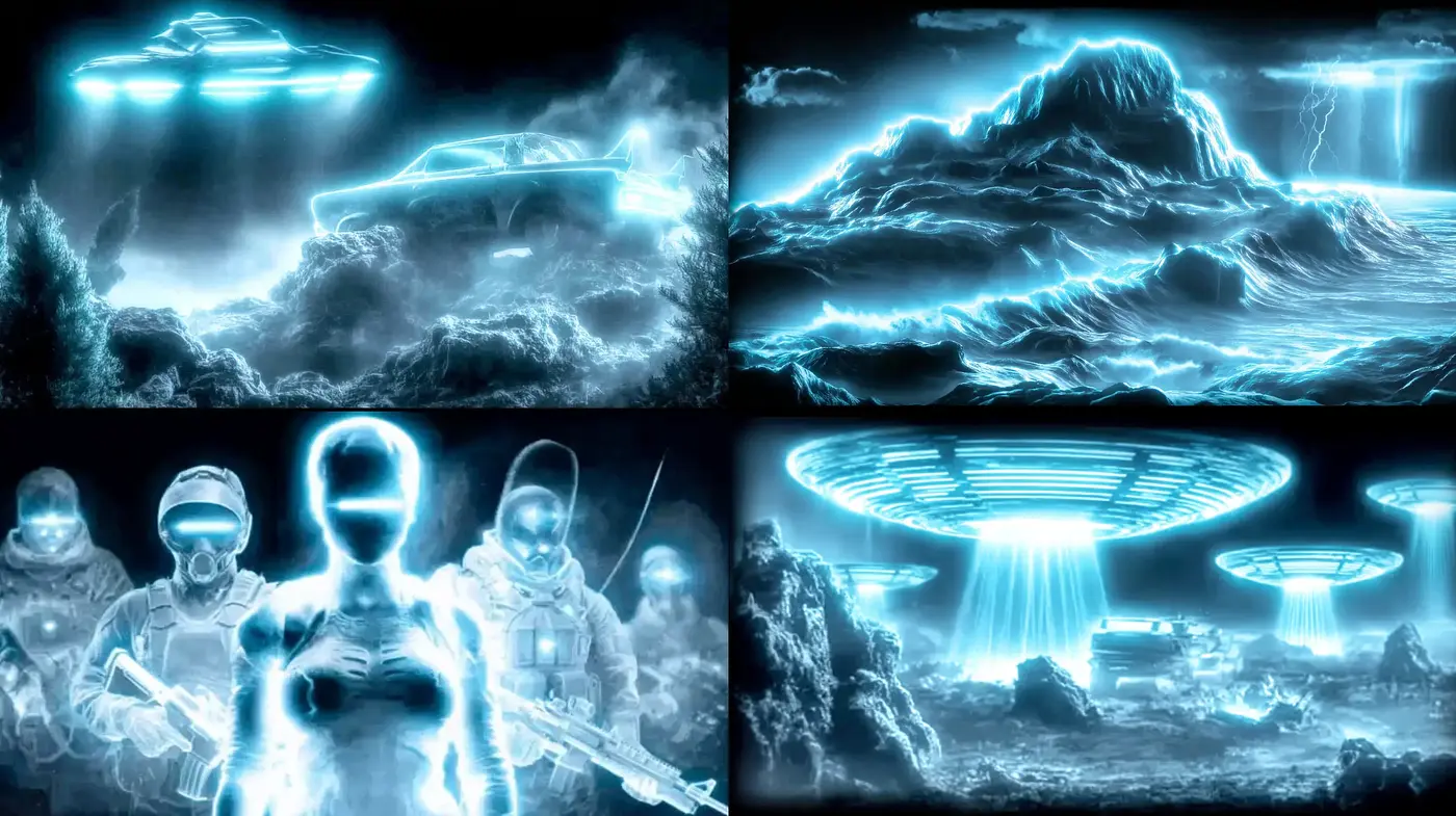 Futuristic Sci-Fi Aesthetic with a Neon Glow and Mysterious Atmosphere - Midjourney sref style