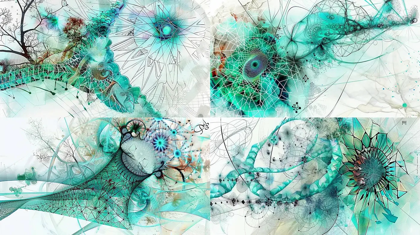 Ethereal and Abstract Fractal Imagery with a Harmonious Composition - Midjourney sref style