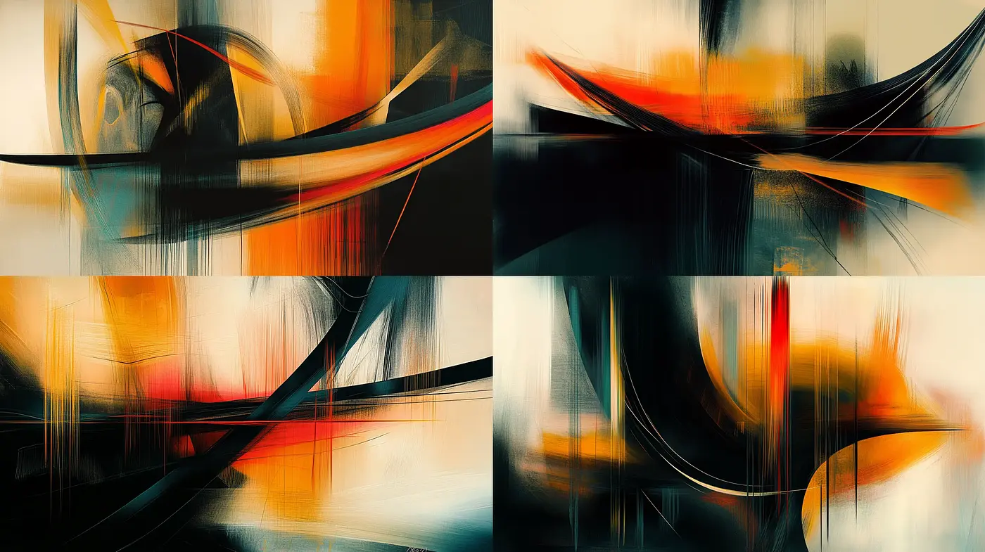 Abstract Expressionist Flux in Warm and Cool Hues - Midjourney sref style