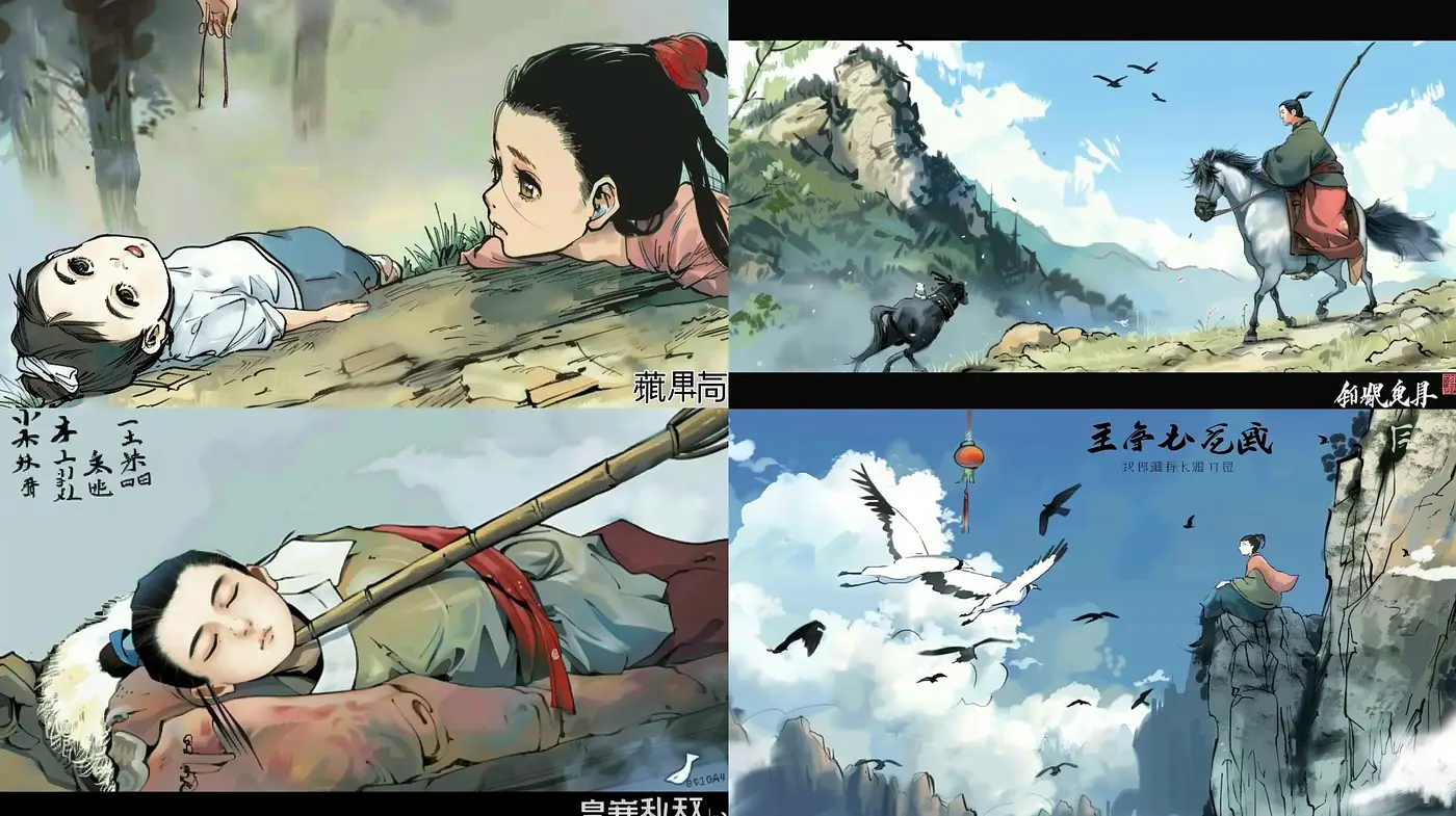 Ethereal Asian-Inspired Watercolor Scenic Illustrations - Midjourney sref style