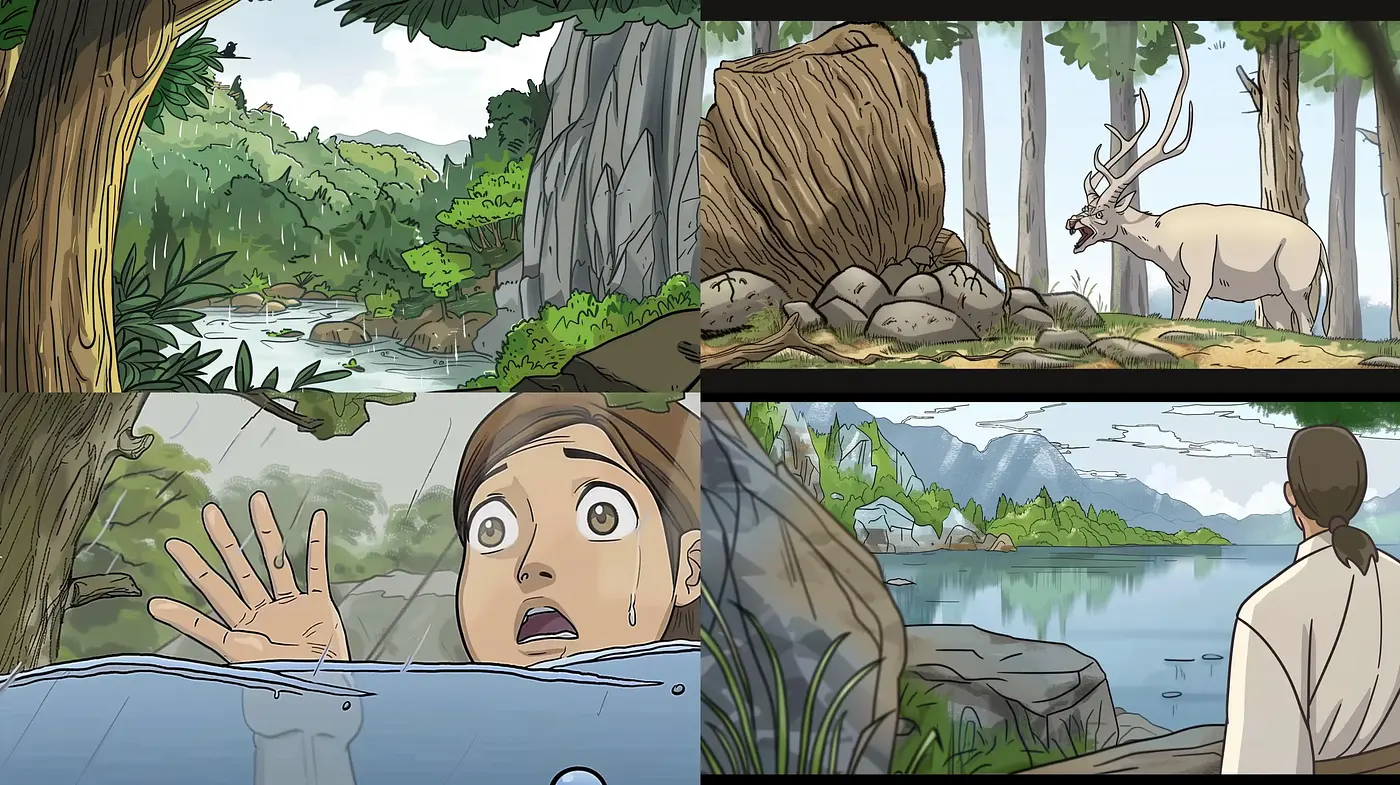 Consistent Nature-Inspired Serene Comic Illustration - Midjourney sref style
