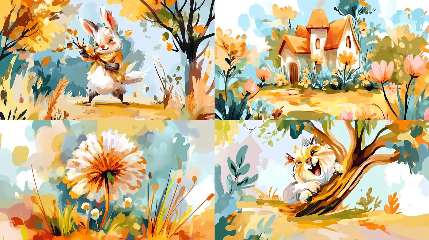 Whimsical Brushstrokes of Rustic Enchantment - Midjourney sref style