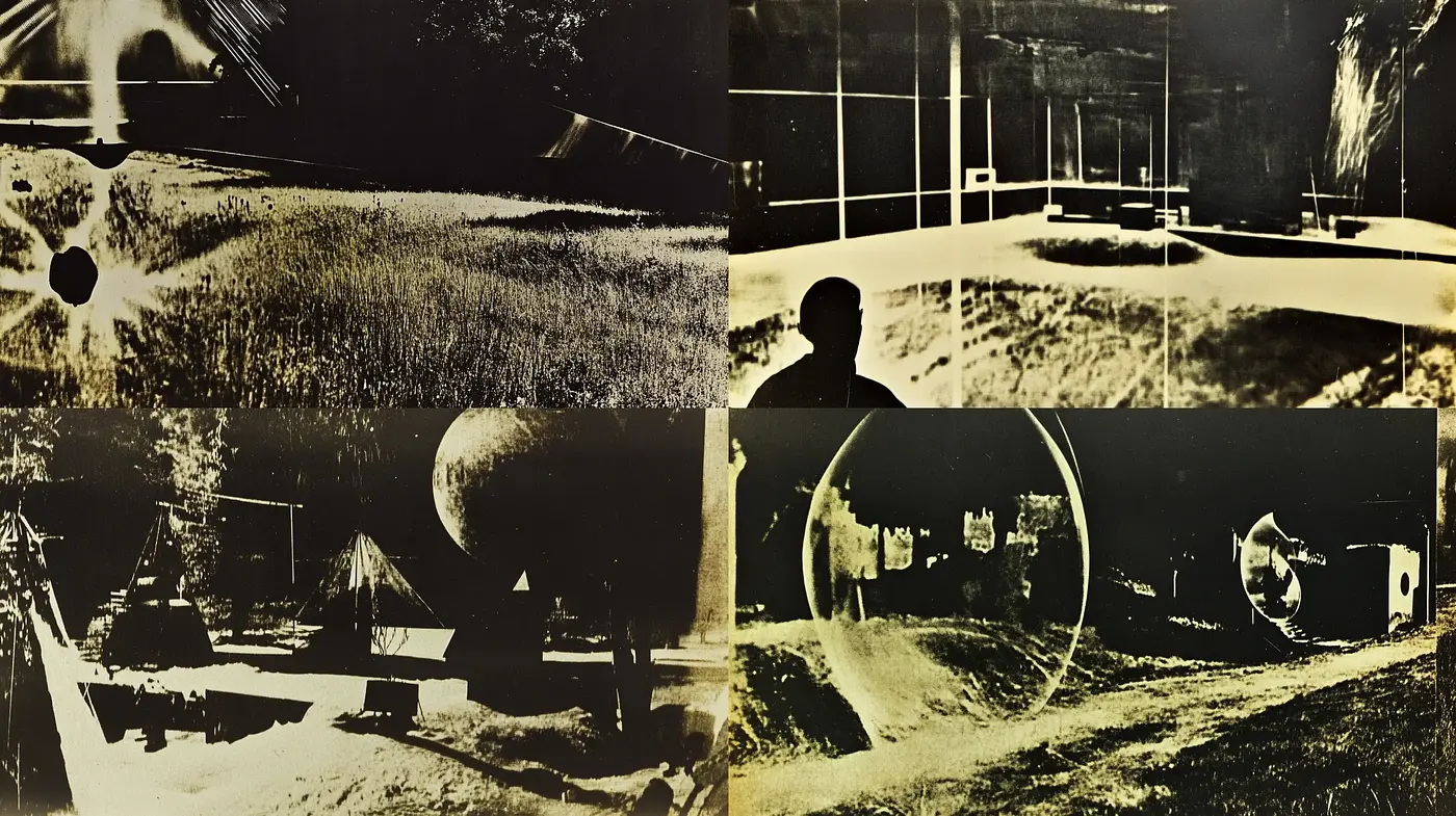 Sepia-Toned Dreamscape in Surrealistic Vignettes - Midjourney sref style